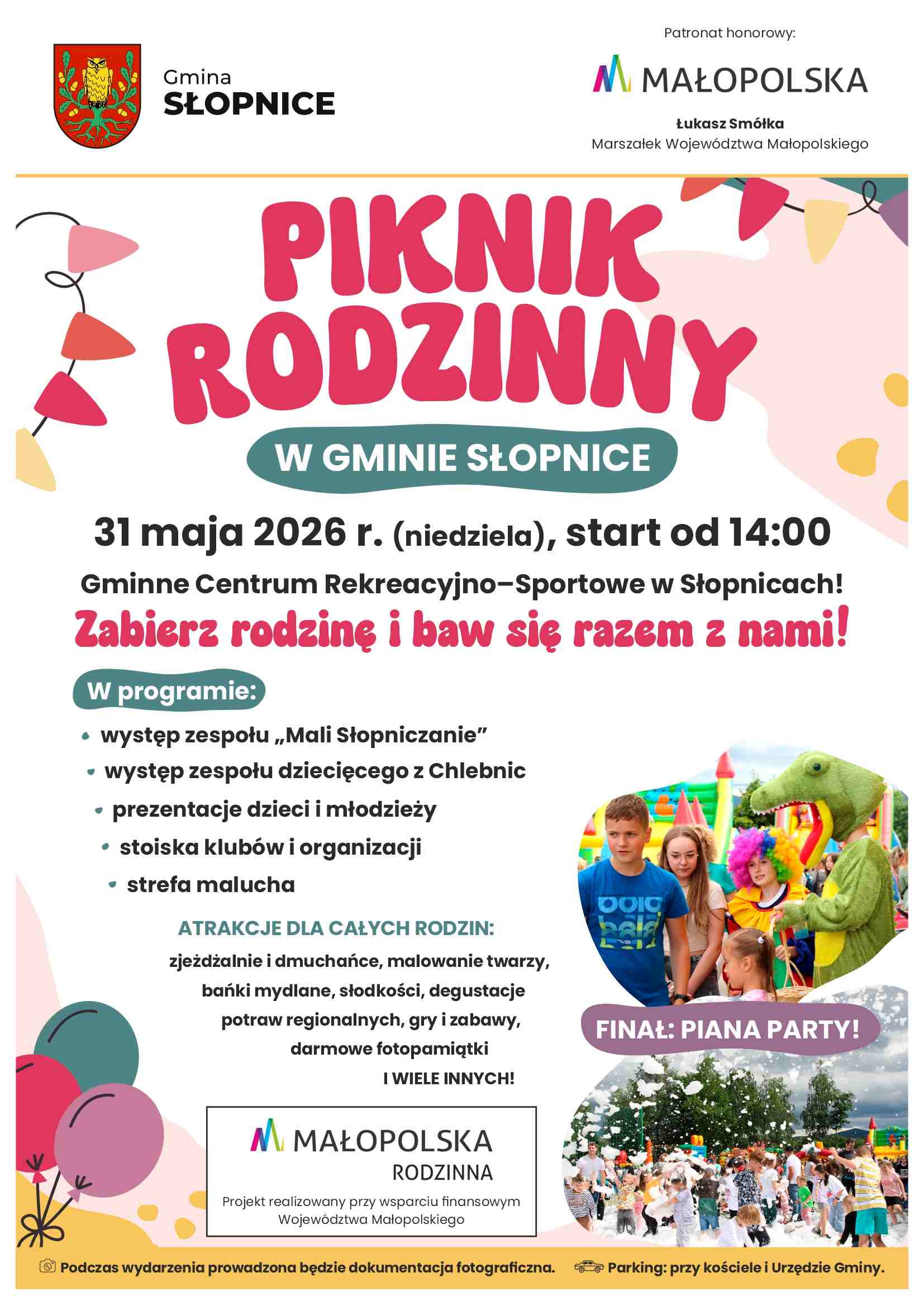 RODZINNA NIEDZIELA PEŁNA ATRAKCJI - 31 MAJA ZAPRASZAMY NA PIKNIK RODZINNY!